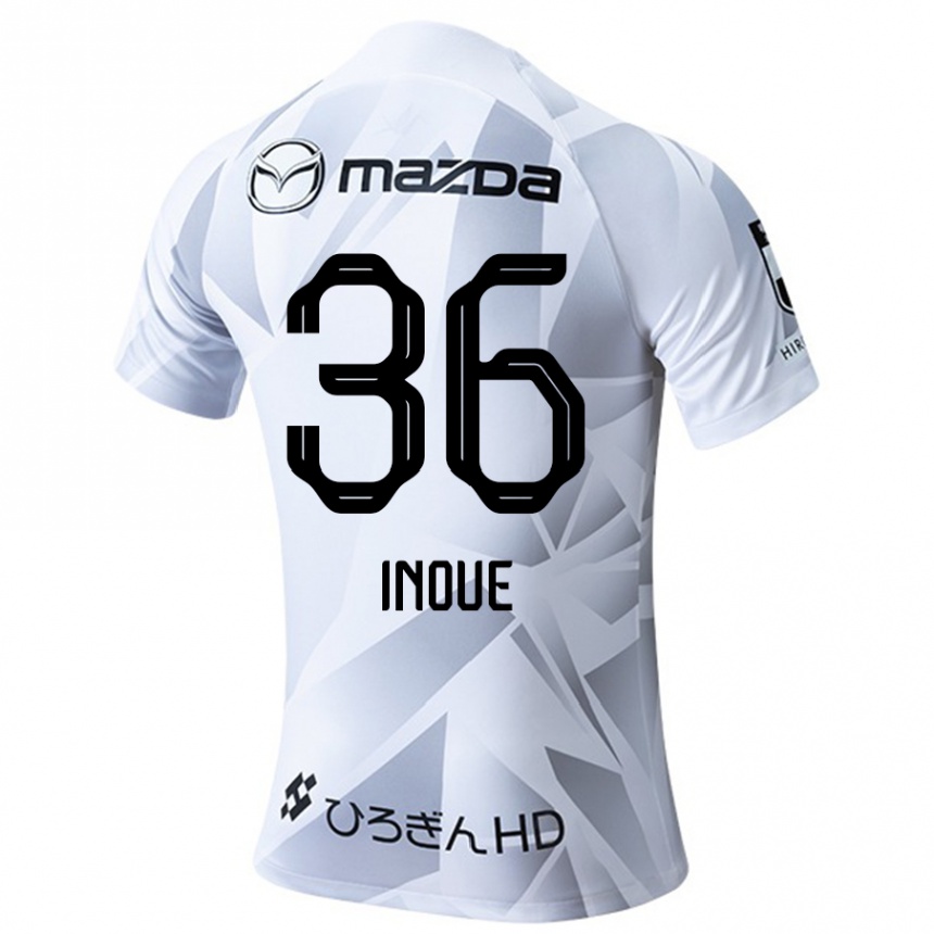 Femme Football Maillot Aren Inoue #36 Blanc Gris Noir Tenues Extérieur 2024/25