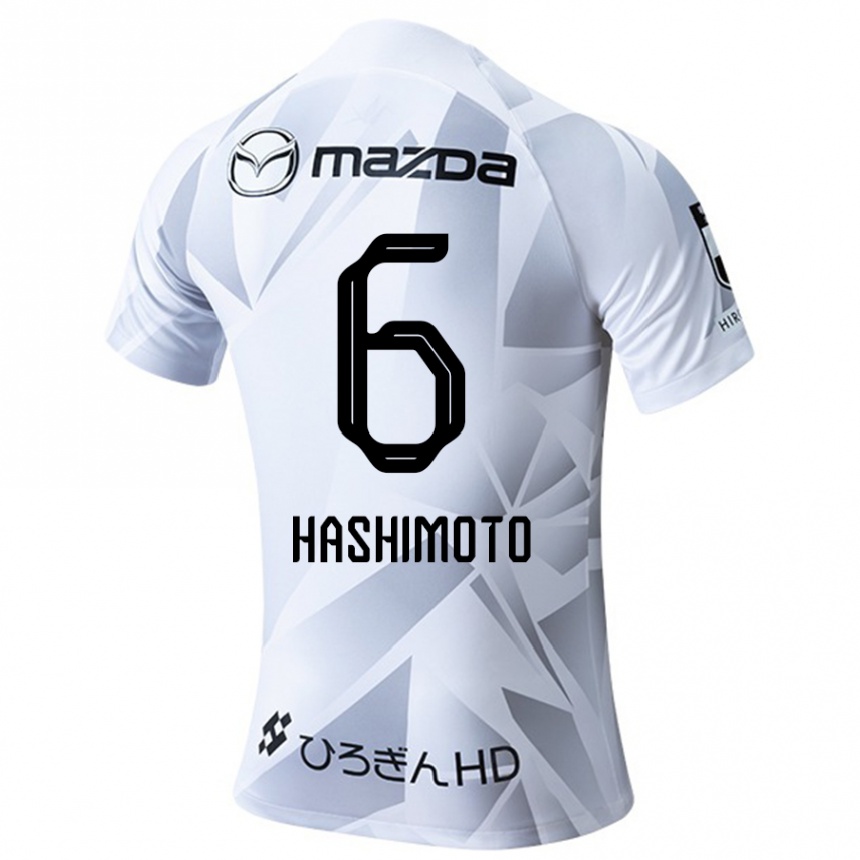 Femme Football Maillot Hinata Hashimoto #6 Blanc Gris Noir Tenues Extérieur 2024/25