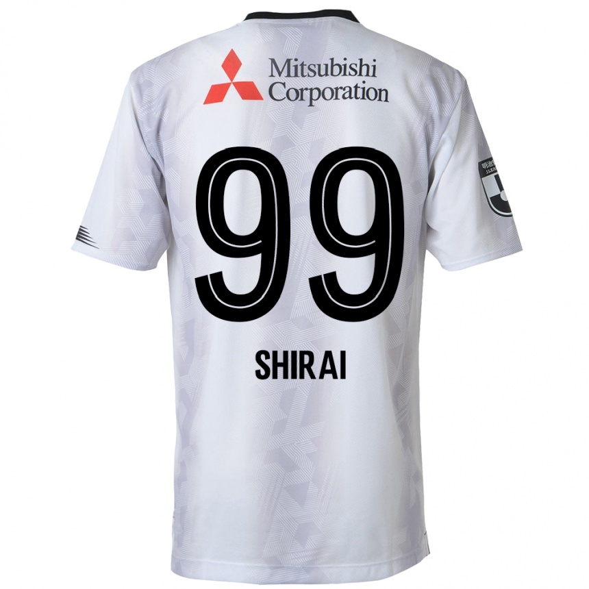 Femme Football Maillot Kosuke Shirai #99 Blanc Noir Tenues Extérieur 2024/25