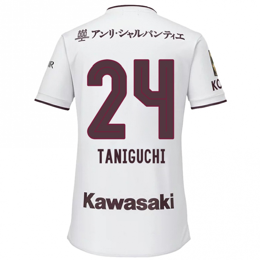 Femme Football Maillot Hiroto Taniguchi #24 Blanc Rouge Tenues Extérieur 2024/25