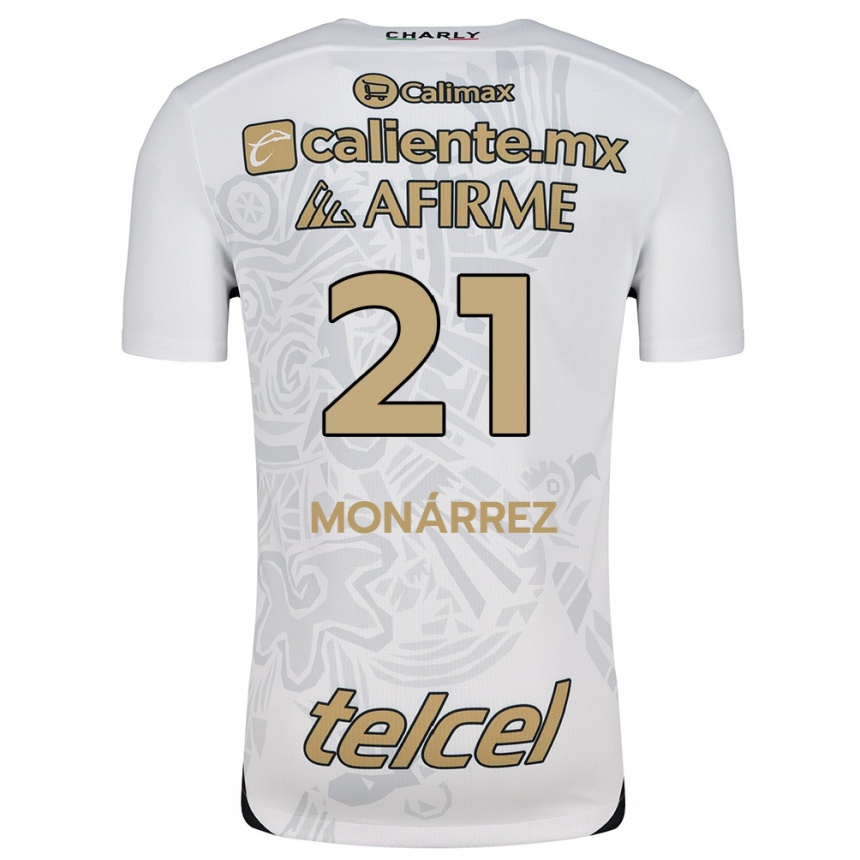 Femme Football Maillot Fernando Monárrez #21 Blanc Noir Tenues Extérieur 2024/25