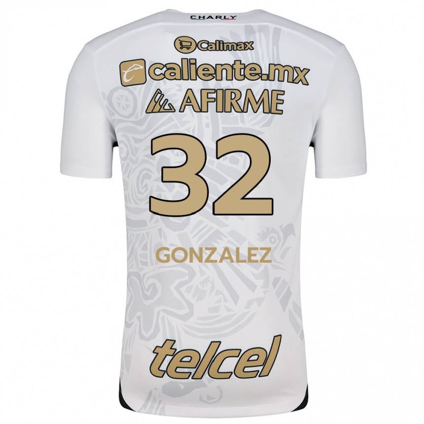 Femme Football Maillot Carlos González #32 Blanc Noir Tenues Extérieur 2024/25