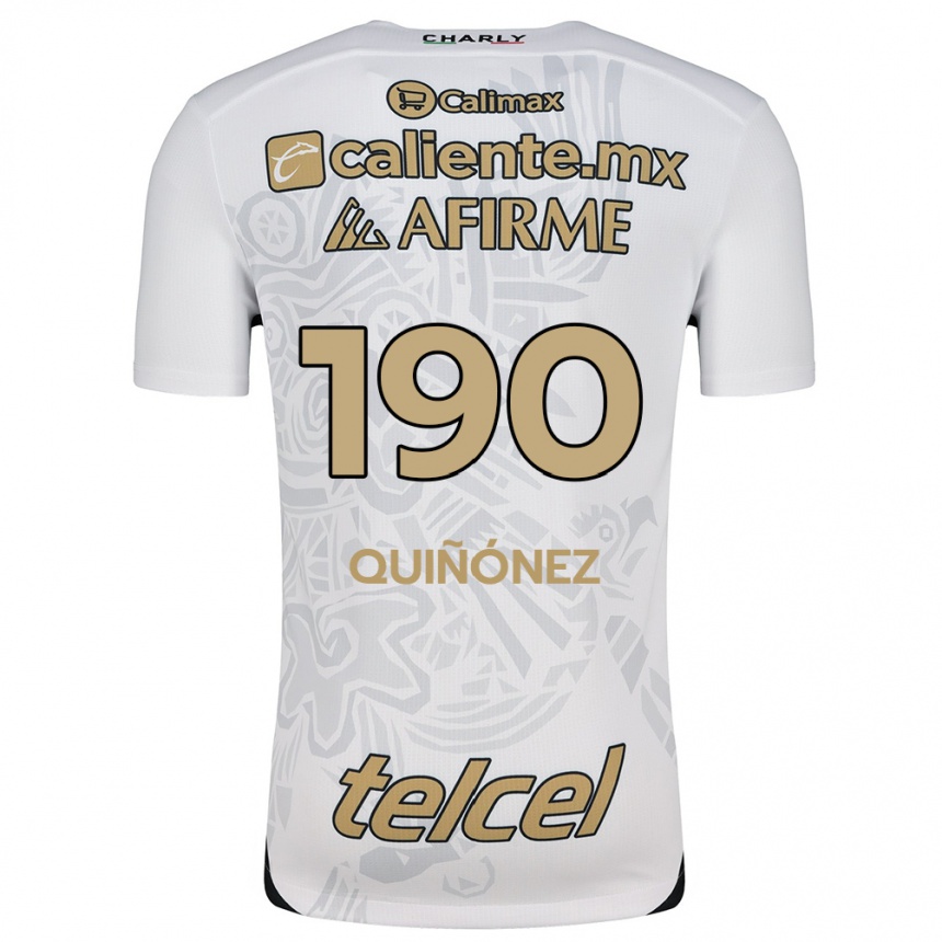 Femme Football Maillot Martín Quiñónez #190 Blanc Noir Tenues Extérieur 2024/25