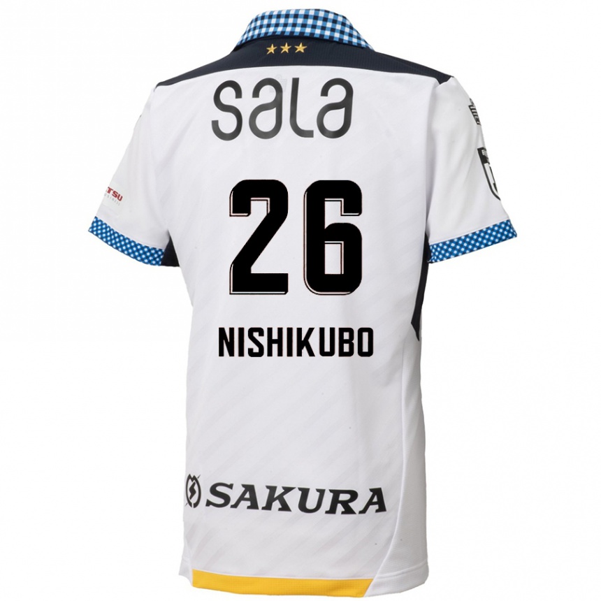 Femme Football Maillot Shunsuke Nishikubo #26 Blanc Noir Tenues Extérieur 2024/25