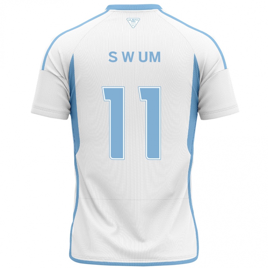 Femme Football Maillot Won-Sang Um #11 Blanc Bleu Tenues Extérieur 2024/25