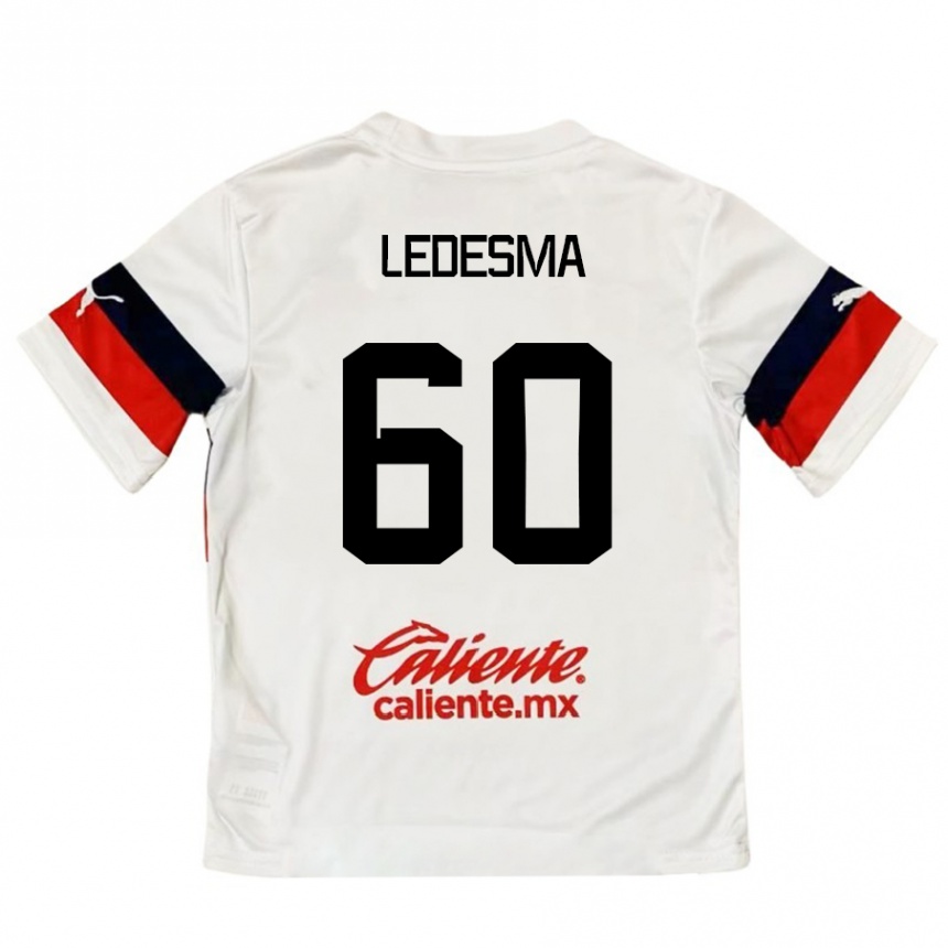 Femme Football Maillot Luis Ledesma #60 Blanc Rouge Tenues Extérieur 2024/25