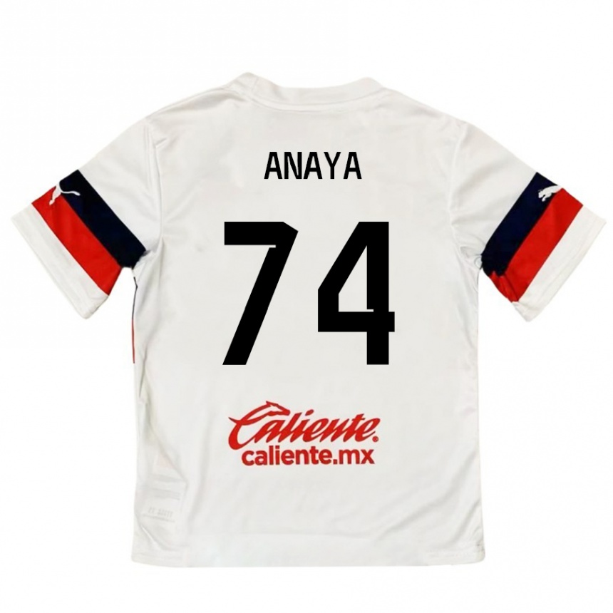 Femme Football Maillot Mario Anaya #74 Blanc Rouge Tenues Extérieur 2024/25