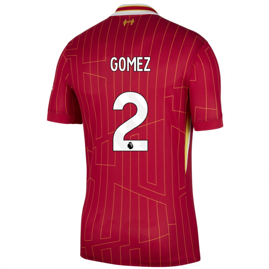 Enfant Football Maillot Joe Gomez #2 Rouge Jaune Blanc Tenues Domicile 2024/25