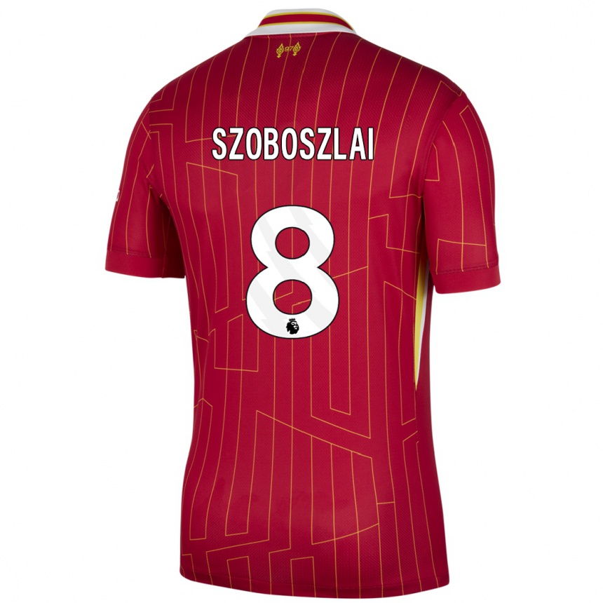 Enfant Football Maillot Dominik Szoboszlai #8 Rouge Jaune Blanc Tenues Domicile 2024/25