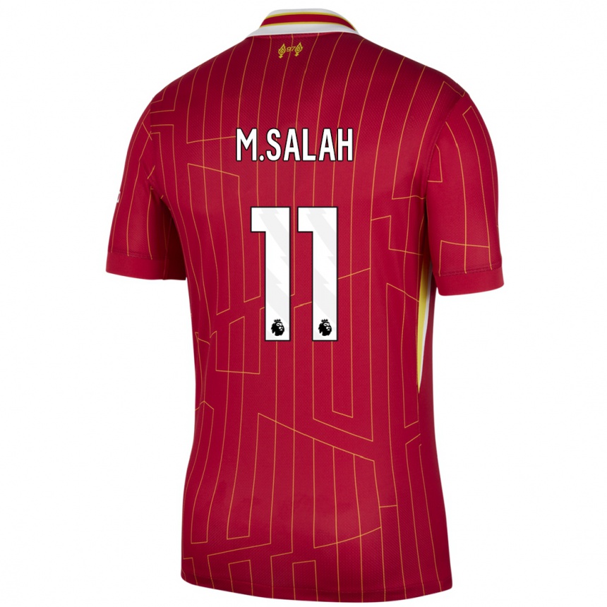 Enfant Football Maillot Mohamed Salah #11 Rouge Jaune Blanc Tenues Domicile 2024/25