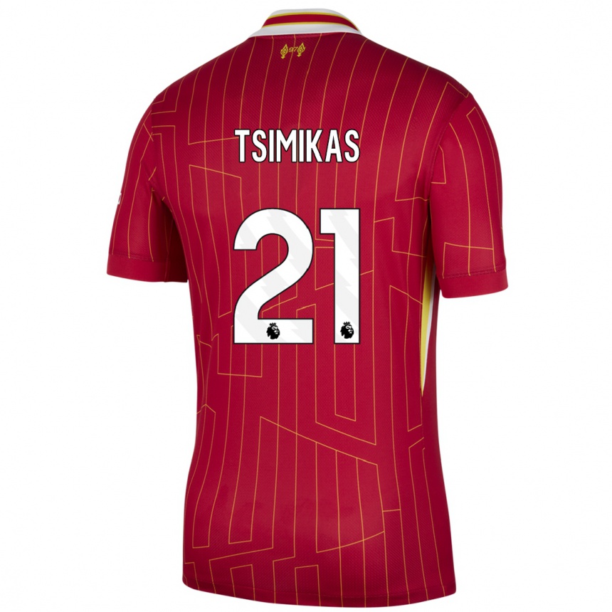 Enfant Football Maillot Konstantinos Tsimikas #21 Rouge Jaune Blanc Tenues Domicile 2024/25