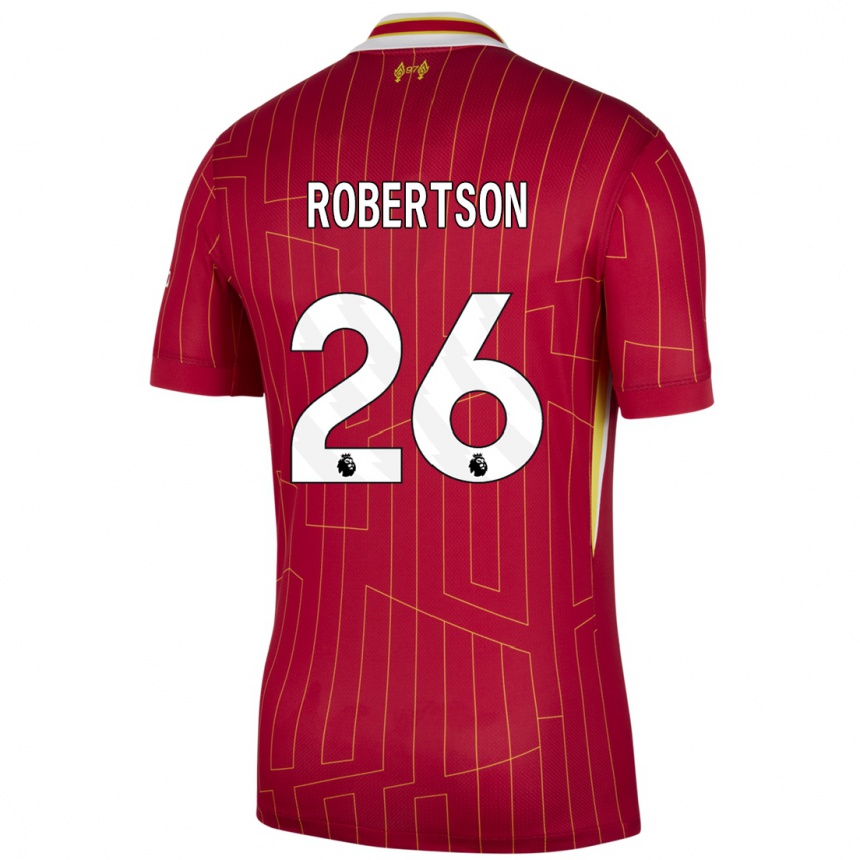 Enfant Football Maillot Andrew Robertson #26 Rouge Jaune Blanc Tenues Domicile 2024/25