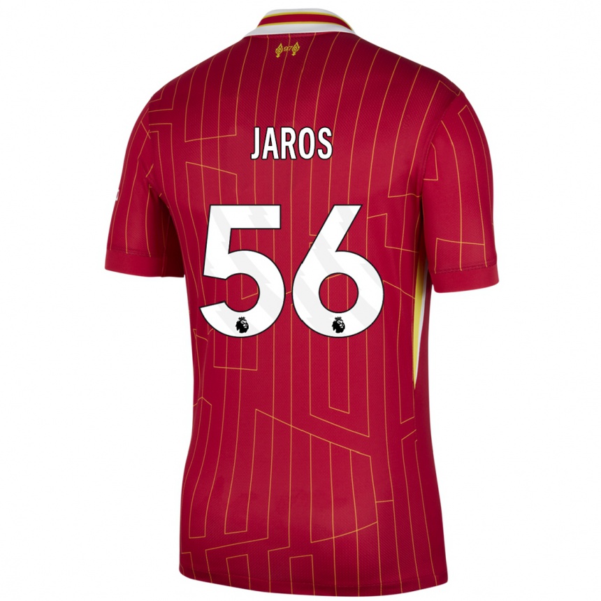 Enfant Football Maillot Vitezslav Jaros #56 Rouge Jaune Blanc Tenues Domicile 2024/25