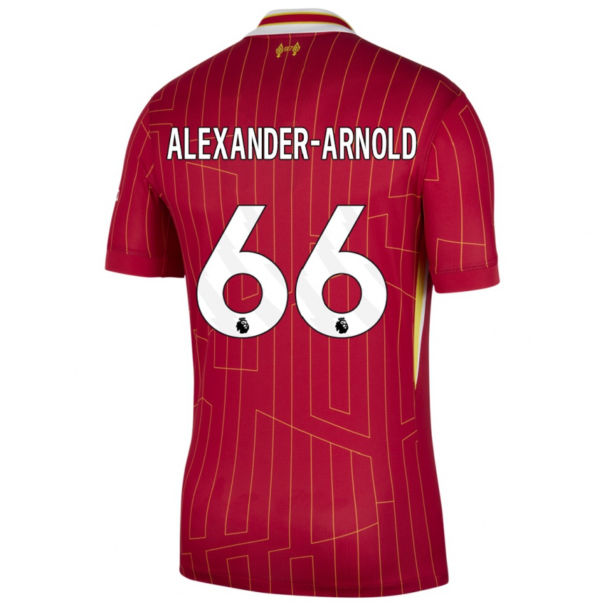 Enfant Football Maillot Trent Alexander-Arnold #66 Rouge Jaune Blanc Tenues Domicile 2024/25