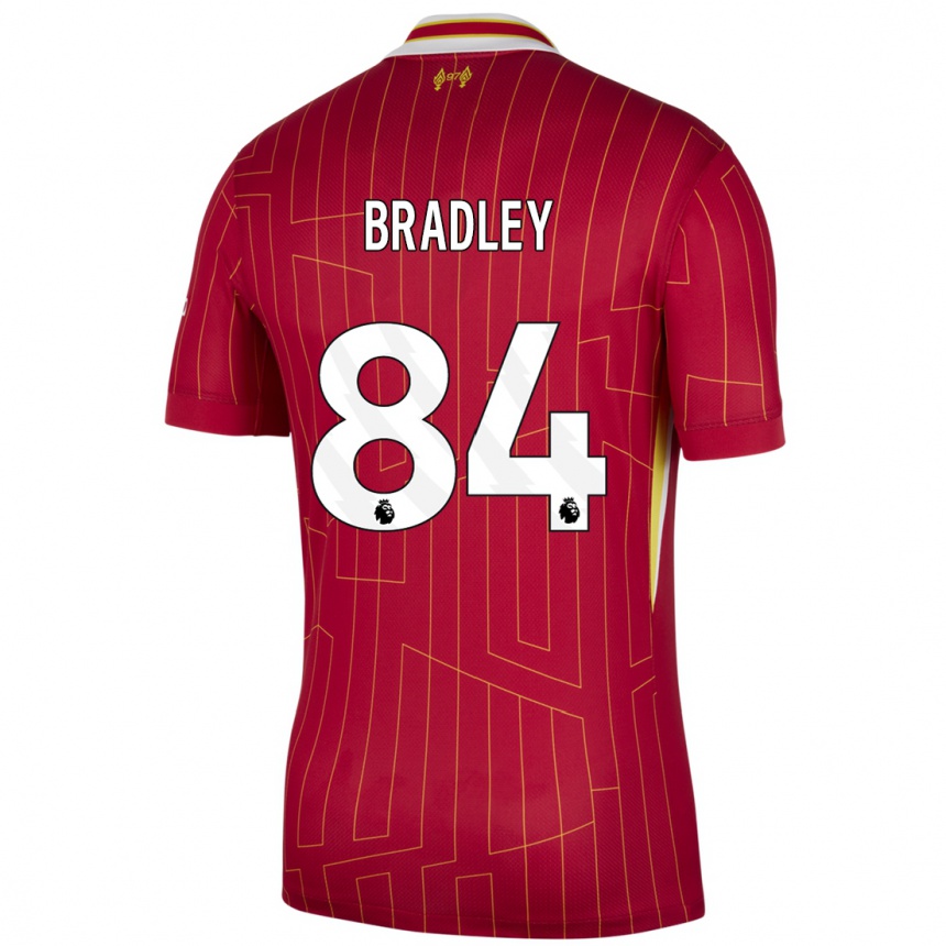 Enfant Football Maillot Conor Bradley #84 Rouge Jaune Blanc Tenues Domicile 2024/25