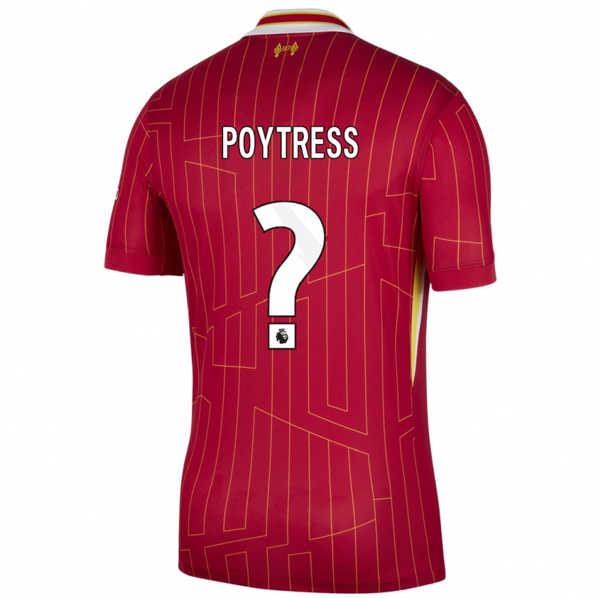 Enfant Football Maillot Jacob Poytress #0 Rouge Jaune Blanc Tenues Domicile 2024/25