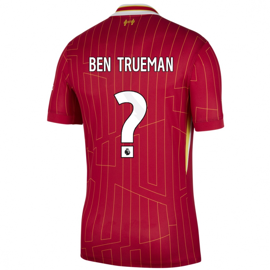 Enfant Football Maillot Ben Trueman #0 Rouge Jaune Blanc Tenues Domicile 2024/25