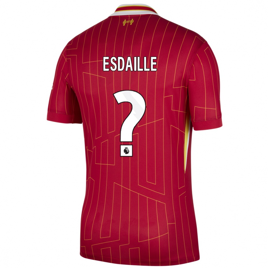 Enfant Football Maillot Dj Esdaille #0 Rouge Jaune Blanc Tenues Domicile 2024/25