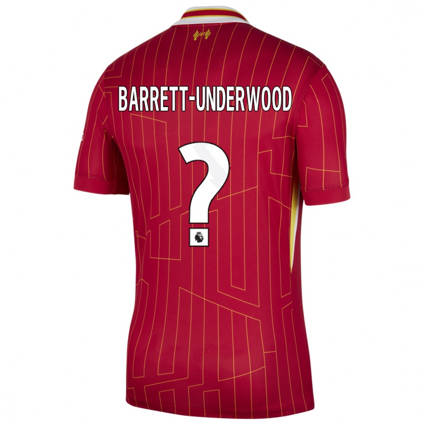 Enfant Football Maillot Keehan Barrett-Underwood #0 Rouge Jaune Blanc Tenues Domicile 2024/25