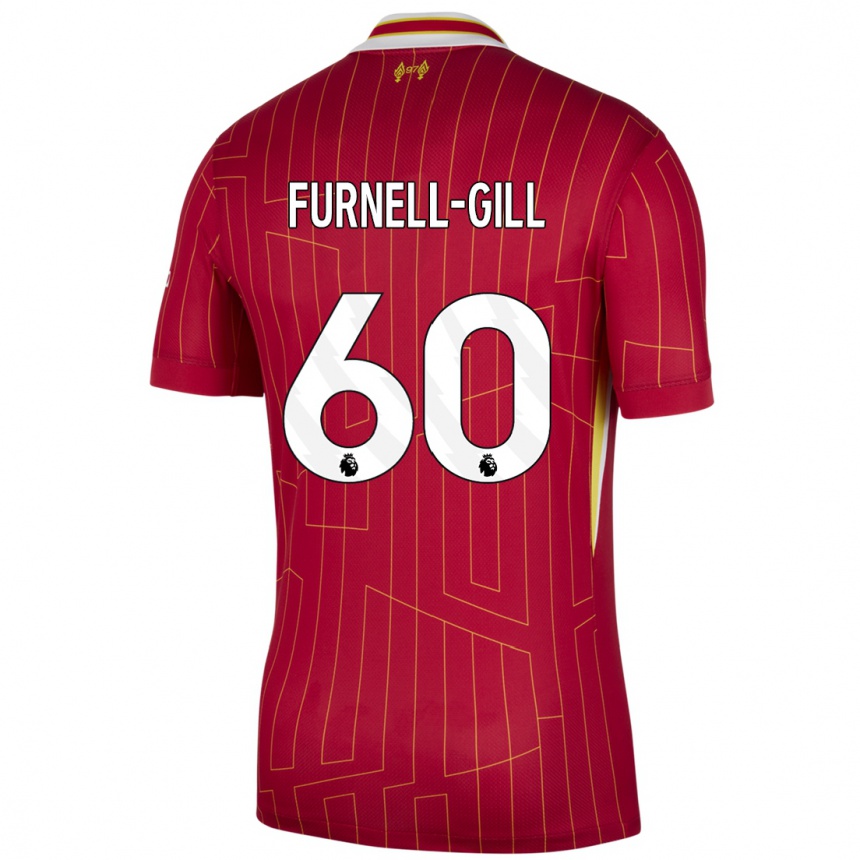 Enfant Football Maillot Luca Furnell-Gill #60 Rouge Jaune Blanc Tenues Domicile 2024/25