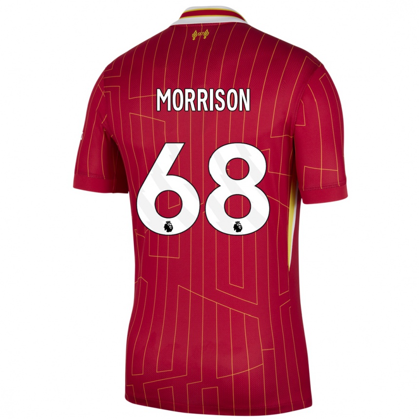 Enfant Football Maillot Kieran Morrison #68 Rouge Jaune Blanc Tenues Domicile 2024/25