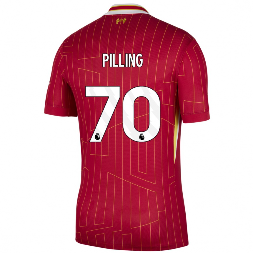 Enfant Football Maillot Tommy Pilling #70 Rouge Jaune Blanc Tenues Domicile 2024/25