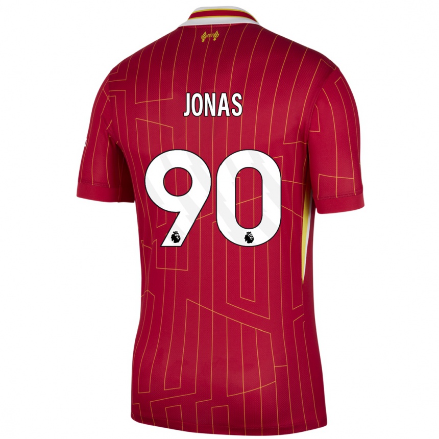 Enfant Football Maillot Lee Jonas #90 Rouge Jaune Blanc Tenues Domicile 2024/25