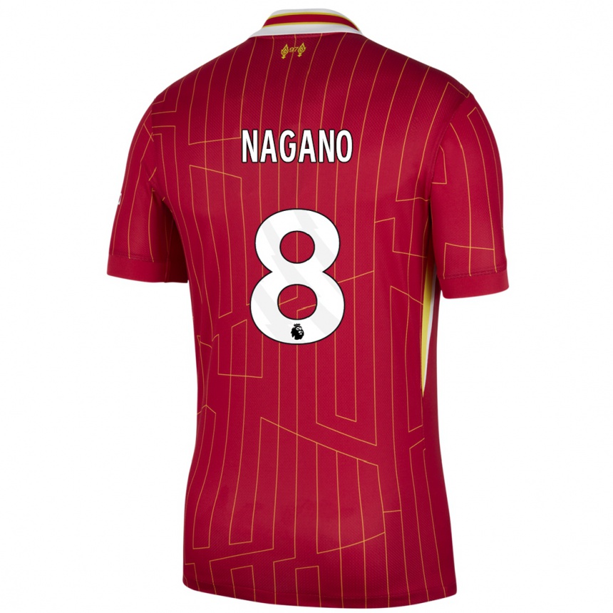 Enfant Football Maillot Fūka Nagano #8 Rouge Jaune Blanc Tenues Domicile 2024/25