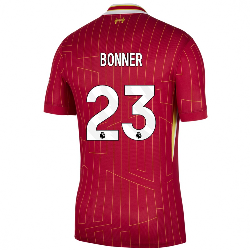 Enfant Football Maillot Gemma Bonner #23 Rouge Jaune Blanc Tenues Domicile 2024/25