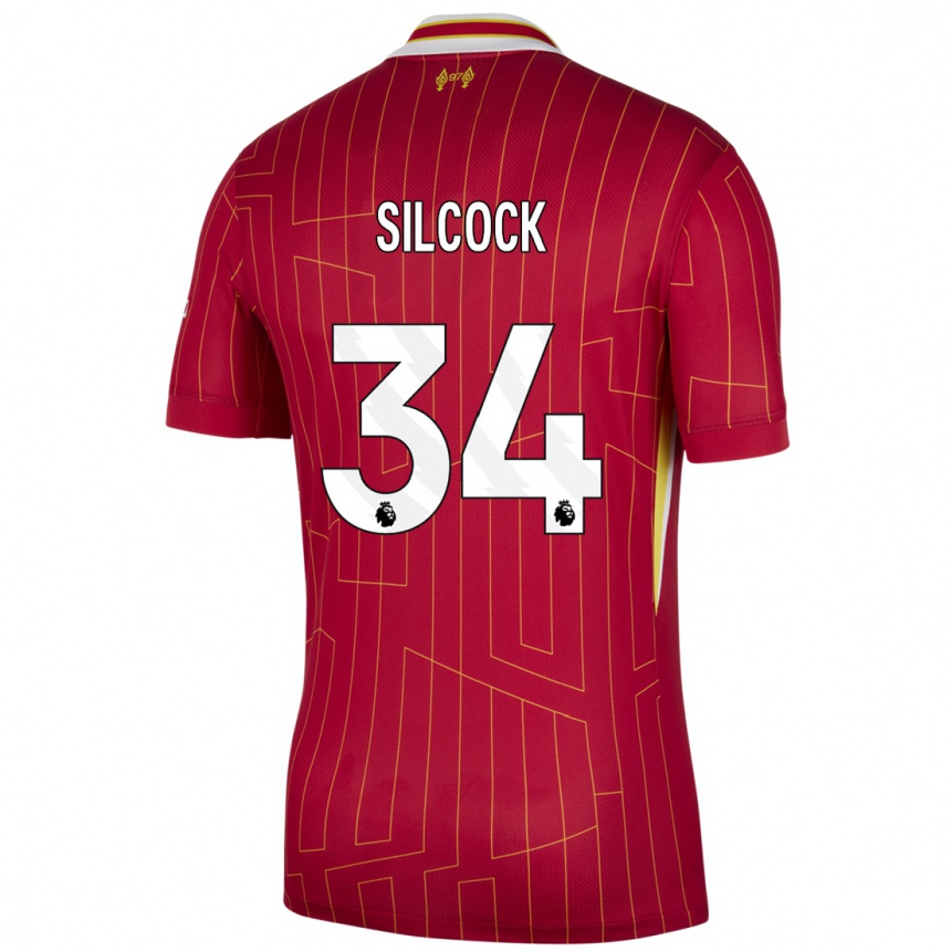 Enfant Football Maillot Hannah Silcock #34 Rouge Jaune Blanc Tenues Domicile 2024/25