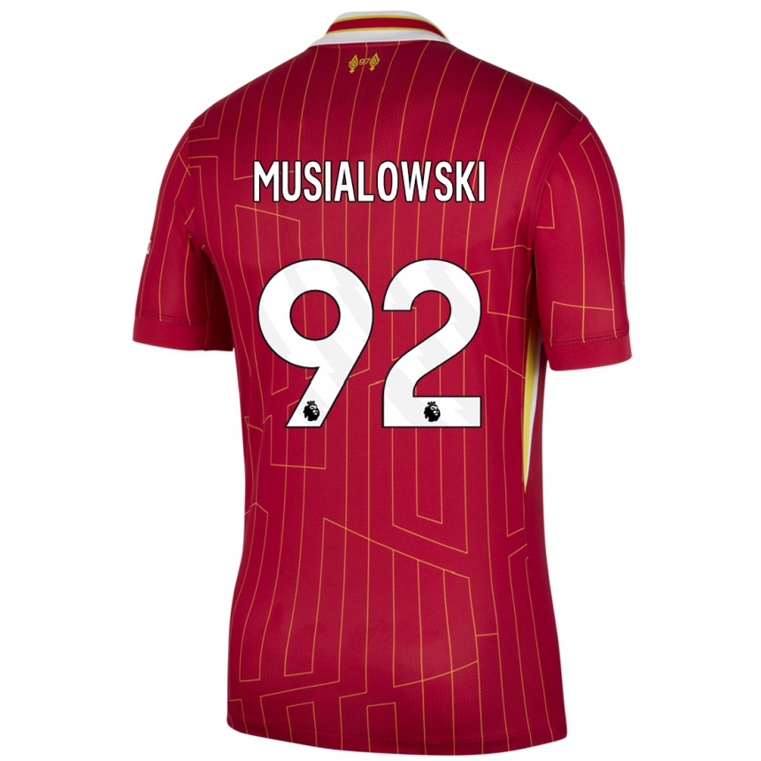 Enfant Football Maillot Mateusz Musialowski #92 Rouge Jaune Blanc Tenues Domicile 2024/25