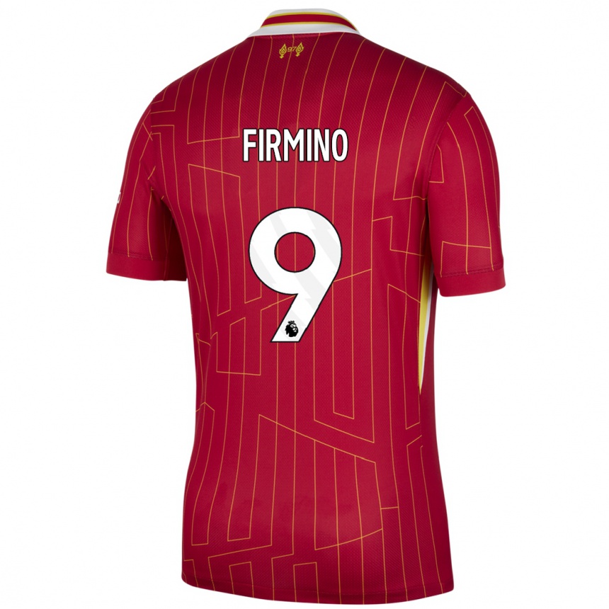 Enfant Football Maillot Roberto Firmino #9 Rouge Jaune Blanc Tenues Domicile 2024/25