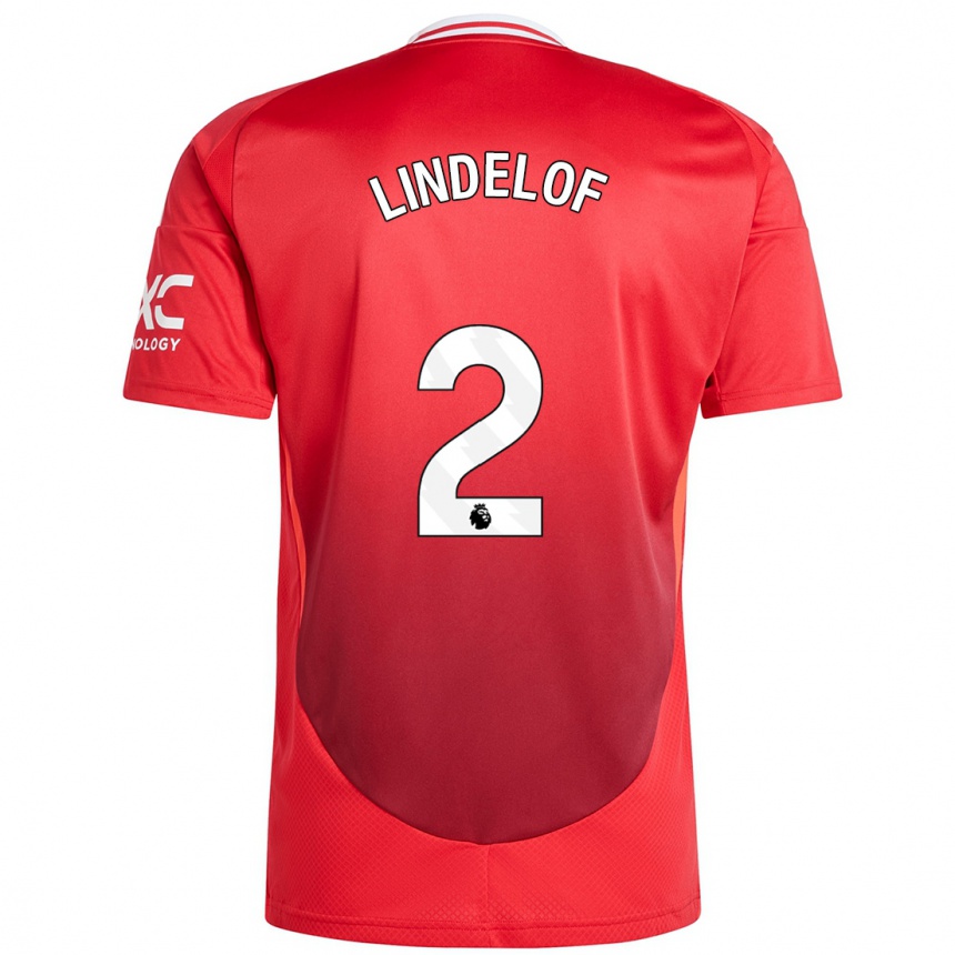 Enfant Football Maillot Victor Lindelof #2 Rouge Vif Tenues Domicile 2024/25