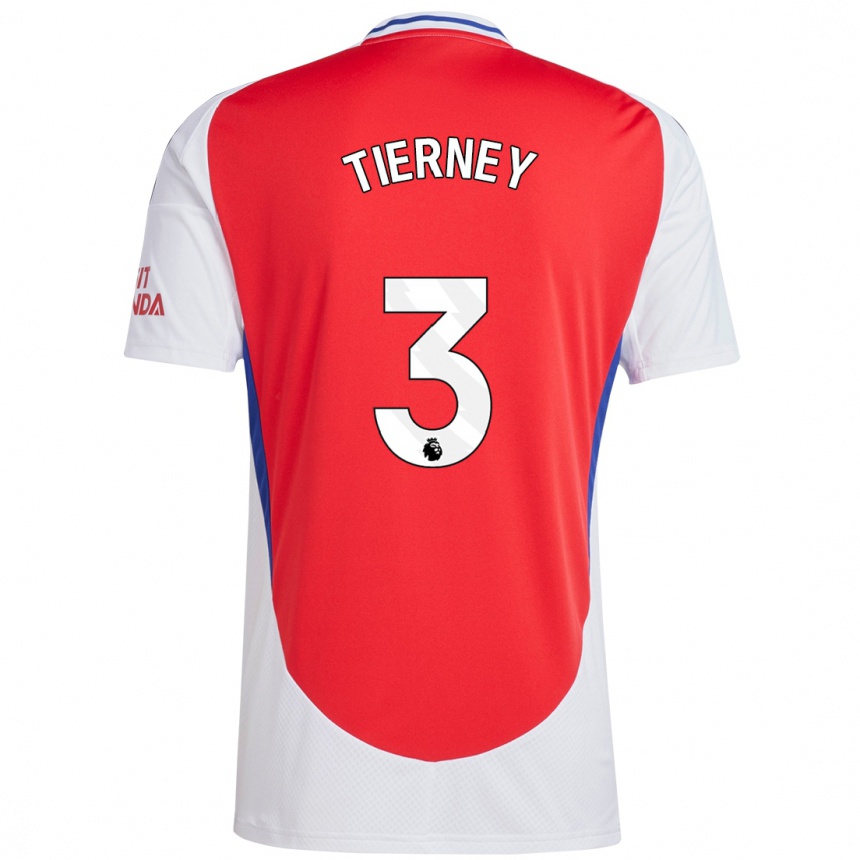 Enfant Football Maillot Kieran Tierney #3 Rouge Blanc Tenues Domicile 2024/25