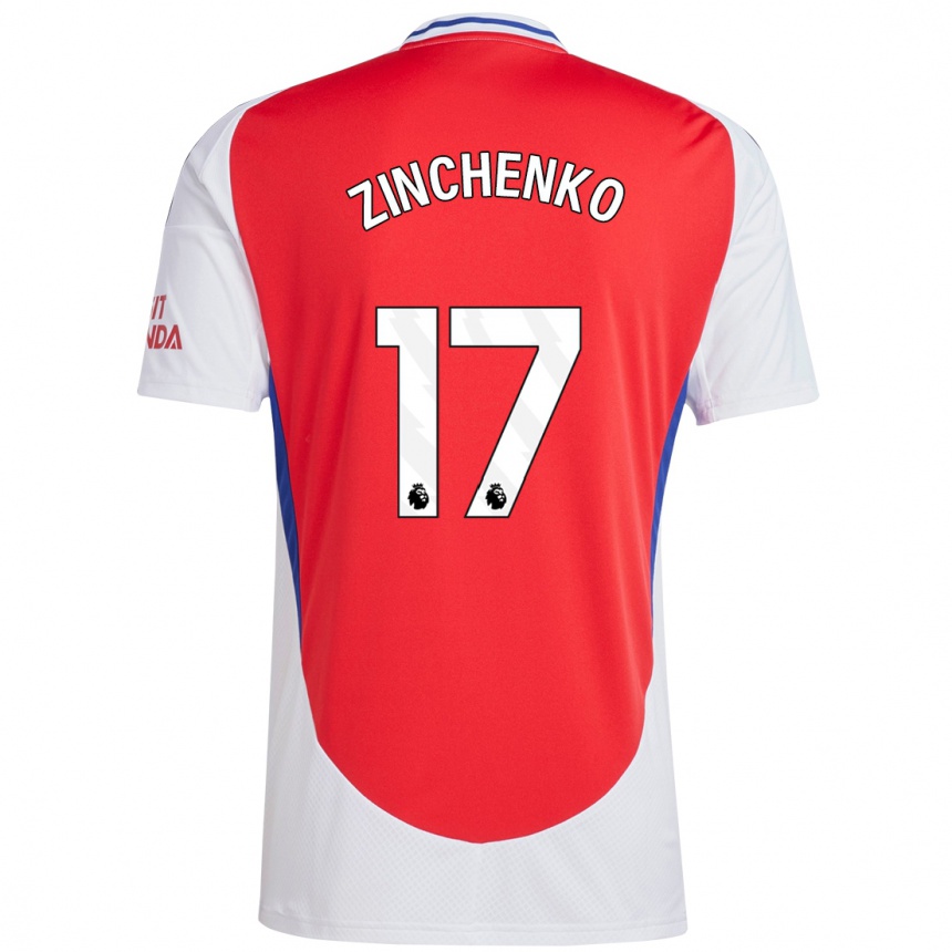 Enfant Football Maillot Oleksandr Zinchenko #17 Rouge Blanc Tenues Domicile 2024/25