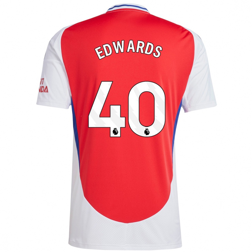 Enfant Football Maillot Khayon Edwards #40 Rouge Blanc Tenues Domicile 2024/25