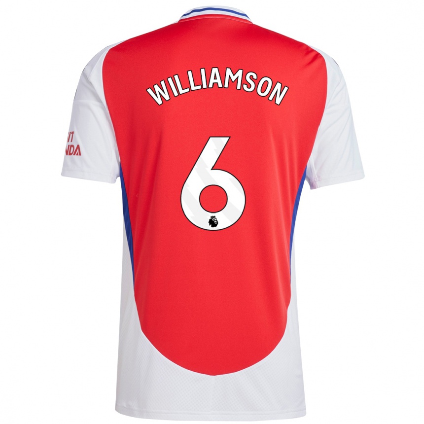 Enfant Football Maillot Leah Williamson #6 Rouge Blanc Tenues Domicile 2024/25