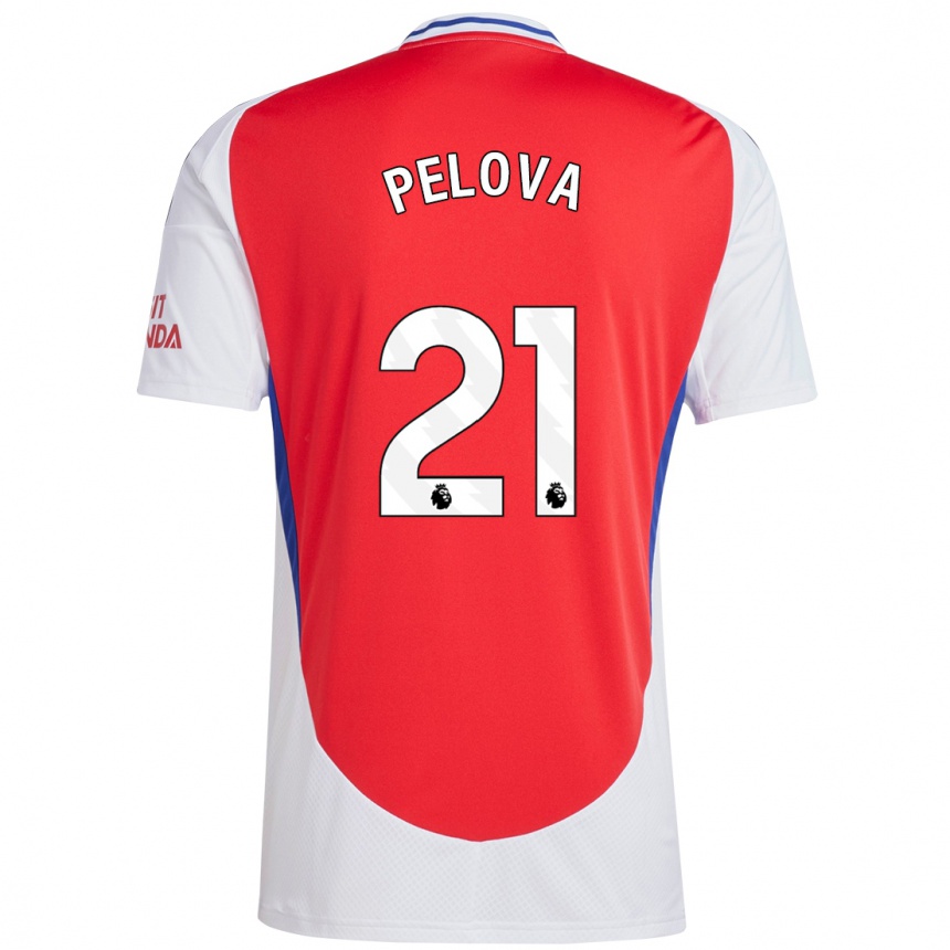 Enfant Football Maillot Victoria Pelova #21 Rouge Blanc Tenues Domicile 2024/25