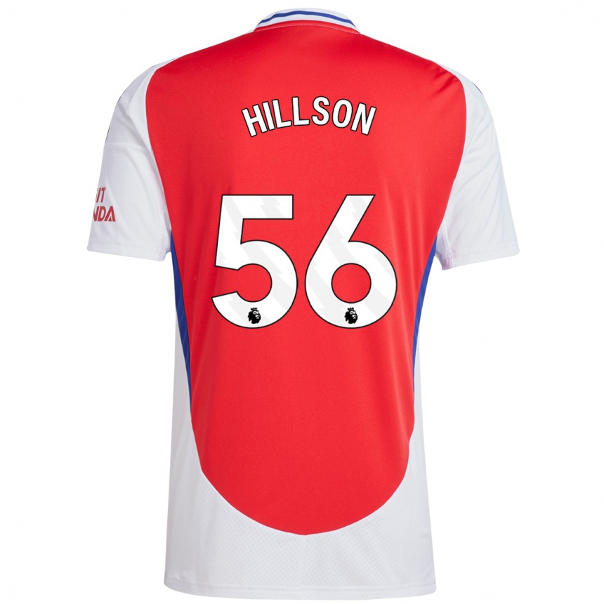 Enfant Football Maillot James Hillson #56 Rouge Blanc Tenues Domicile 2024/25