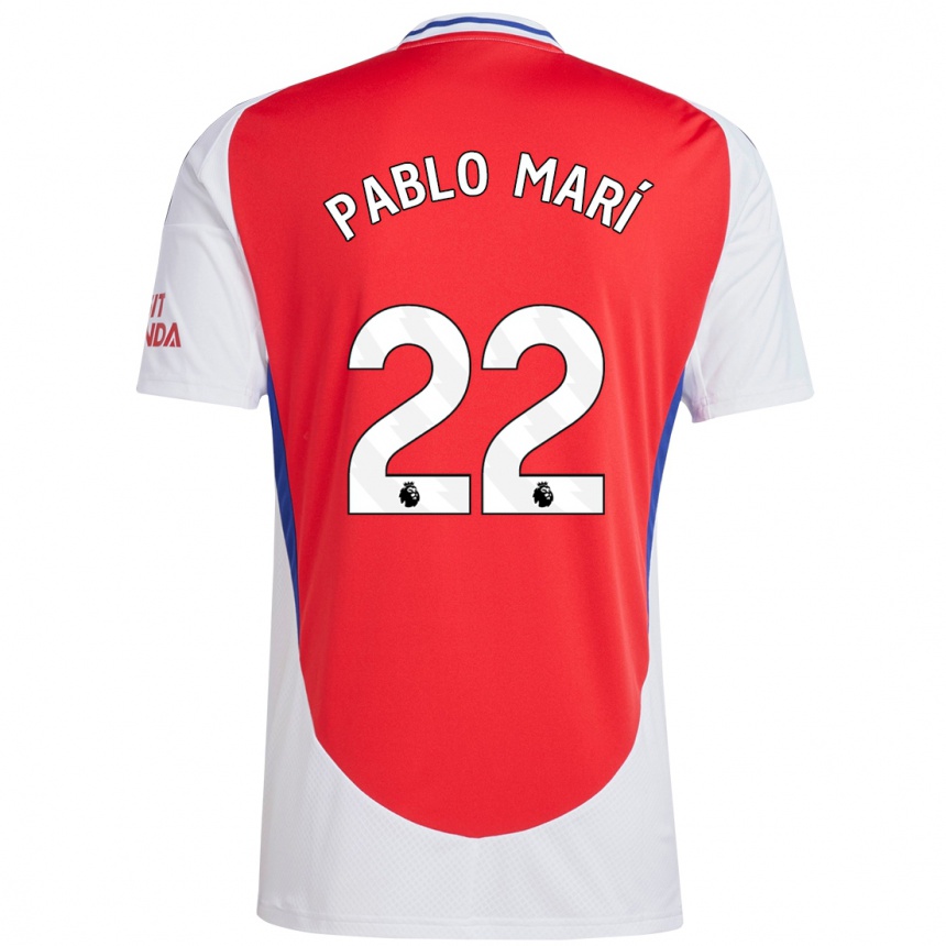 Enfant Football Maillot Pablo Mari #22 Rouge Blanc Tenues Domicile 2024/25