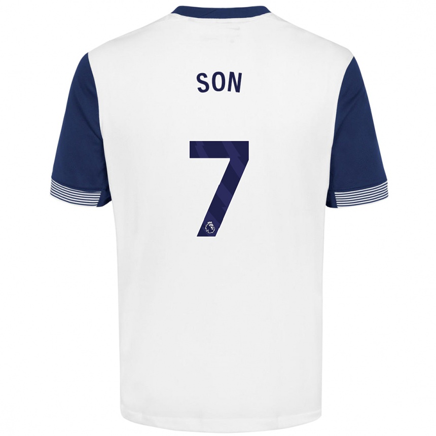 Enfant Football Maillot Heung-Min Son #7 Blanc Bleu Tenues Domicile 2024/25