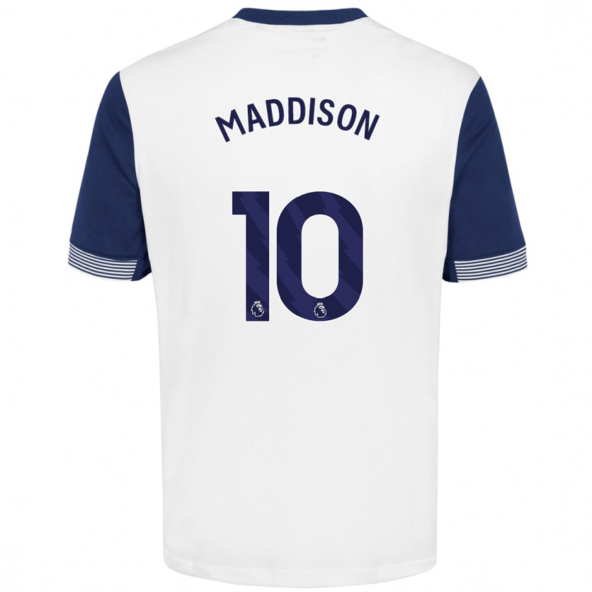 Enfant Football Maillot James Maddison #10 Blanc Bleu Tenues Domicile 2024/25