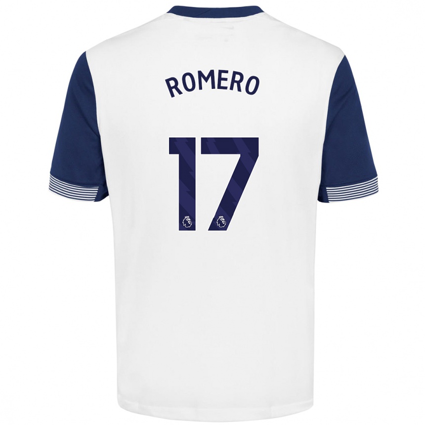 Enfant Football Maillot Cristian Romero #17 Blanc Bleu Tenues Domicile 2024/25