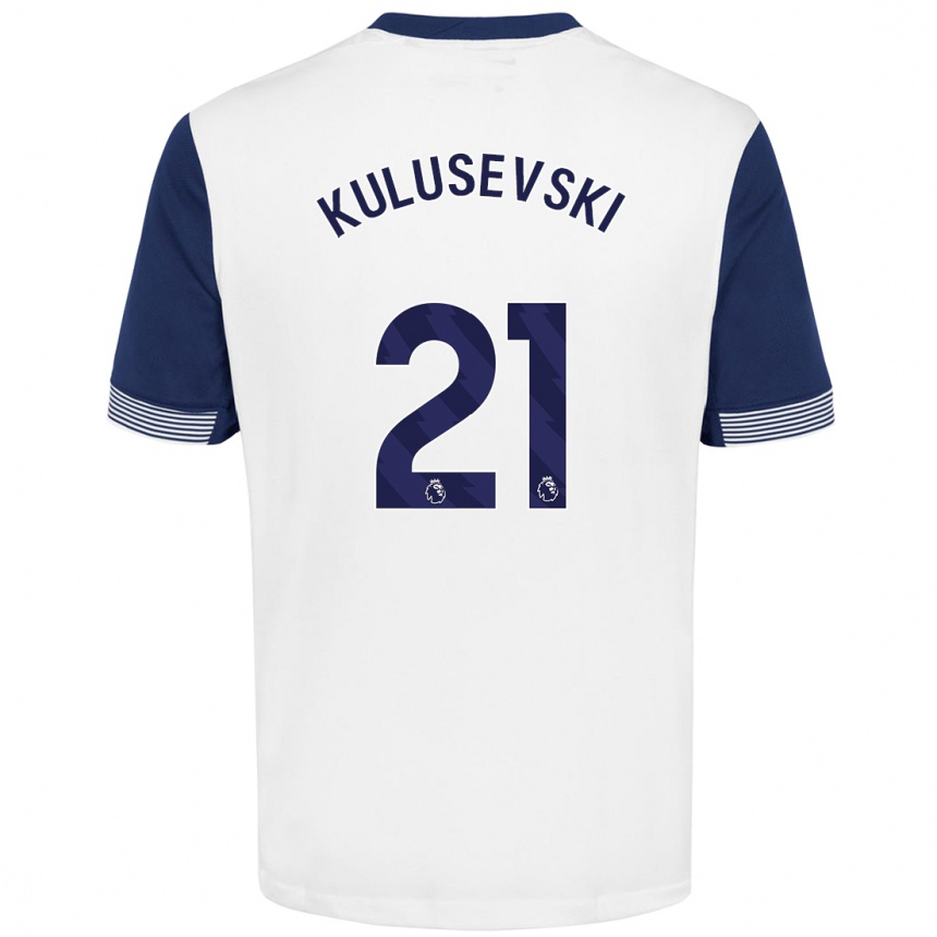 Enfant Football Maillot Dejan Kulusevski #21 Blanc Bleu Tenues Domicile 2024/25