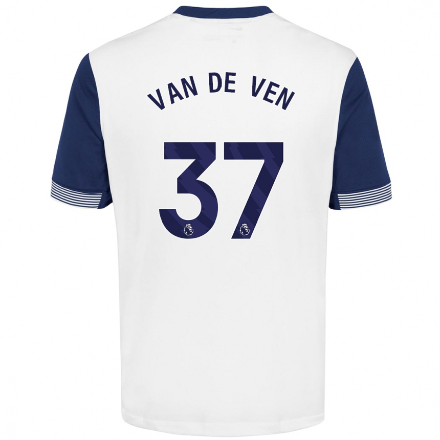 Enfant Football Maillot Micky Van De Ven #37 Blanc Bleu Tenues Domicile 2024/25