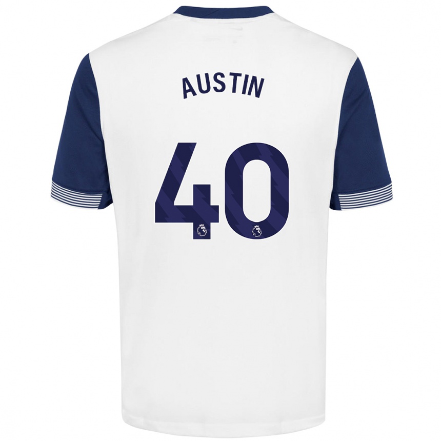 Enfant Football Maillot Brandon Austin #40 Blanc Bleu Tenues Domicile 2024/25