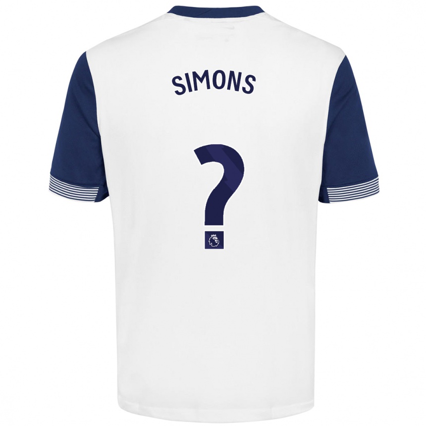 Enfant Football Maillot Zach Simons #0 Blanc Bleu Tenues Domicile 2024/25