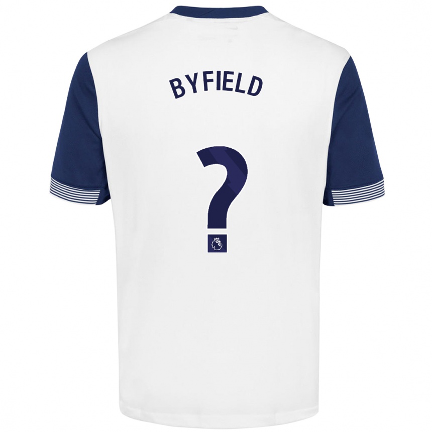 Enfant Football Maillot Jun'ai Byfield #0 Blanc Bleu Tenues Domicile 2024/25