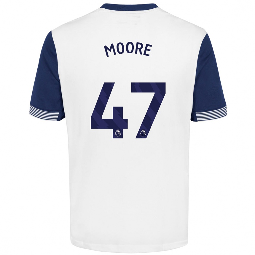 Enfant Football Maillot Mikey Moore #47 Blanc Bleu Tenues Domicile 2024/25