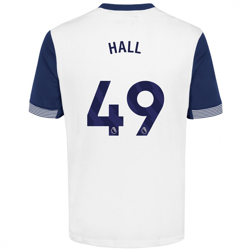 Enfant Football Maillot Tyrese Hall #49 Blanc Bleu Tenues Domicile 2024/25